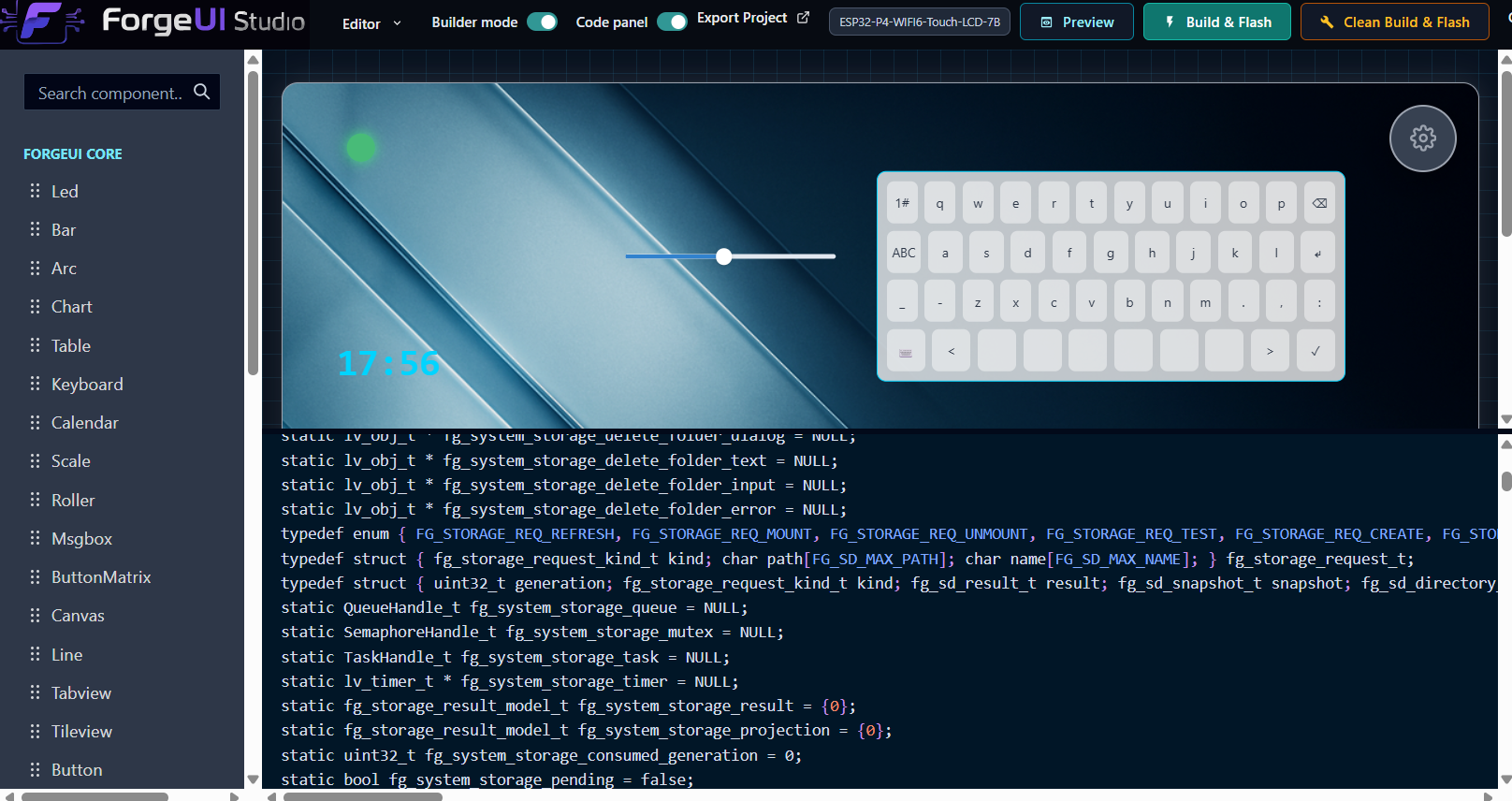 Standard LVGL Widget Runtime ForgeUI Starter interface preview